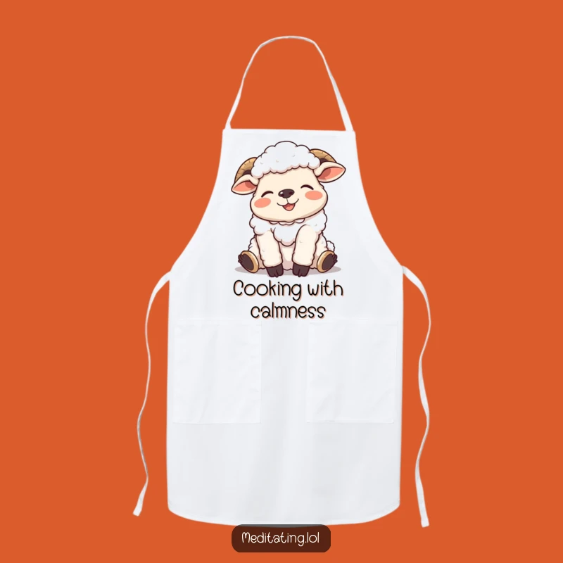 Funny Giggling Sheep Apron, Hilarious Relaxed Pose Kitchen Wear for Joyful Cooks