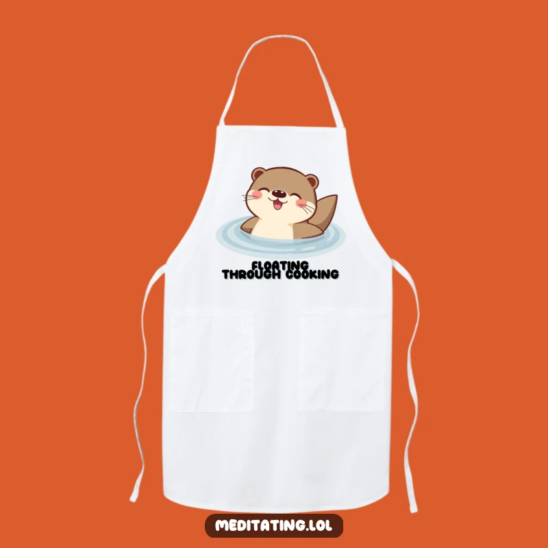 Funny Otter Apron: Delighted Otter Floating Peacefully, Kitchen Fun for Cooks