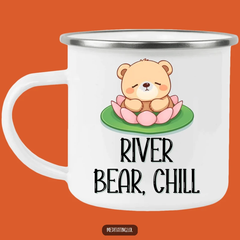 Funny Bear Cub Lily Pad Camping Mug: Durable & Peaceful Animal Cup