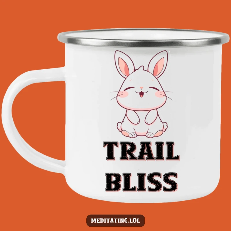 Funny Blissful Rabbit Camping Mug: Durable Cheerful Bunny Mug, Great Funny Gift