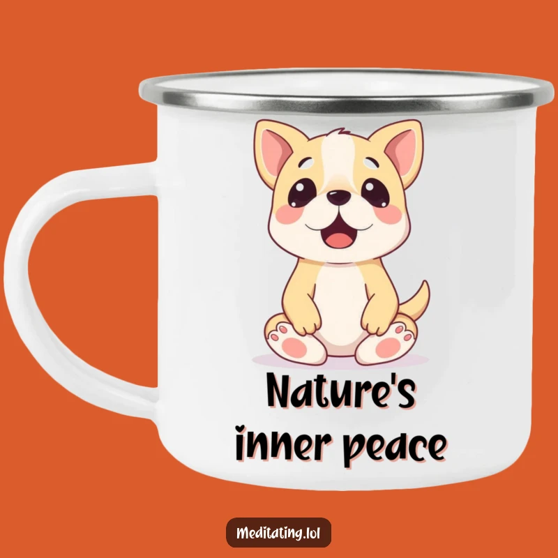 Funny Dog Meditation Camping Mug: Durable Zen Drinkware for Outdoors