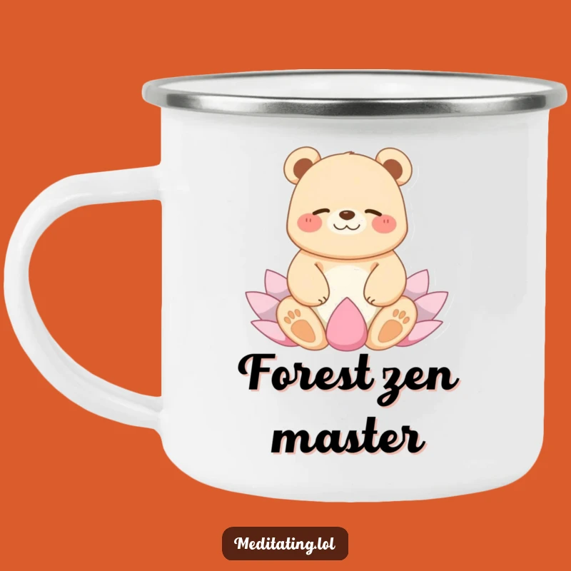 Funny Giggling Bear Yoga Camping Mug, Peaceful Outdoor Zen Gift