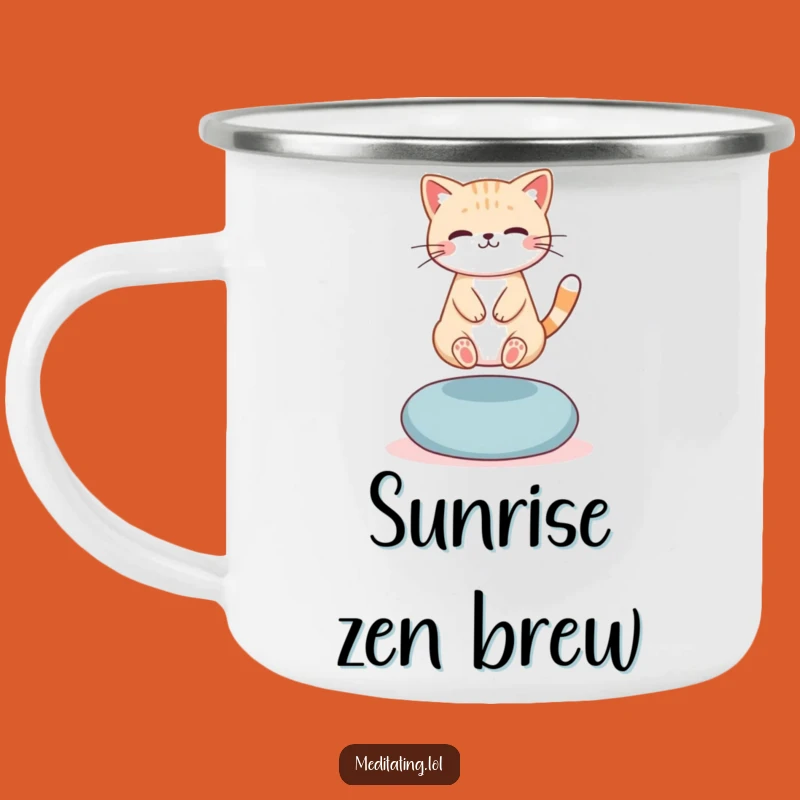 Funny Levitating Cat Camping Mug: Mystical Brew, Hilarious Outdoor Gift