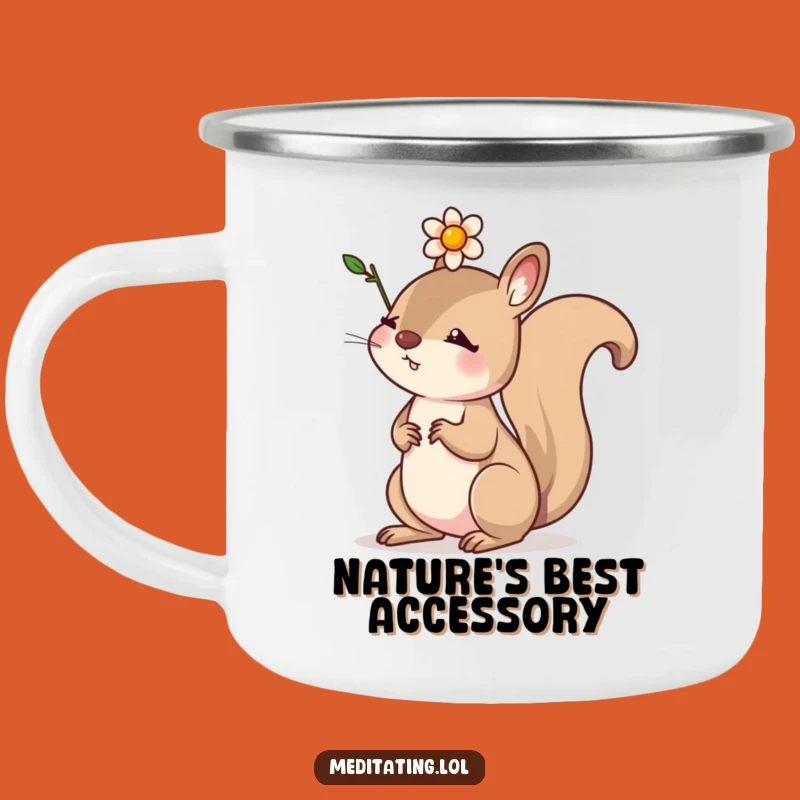 Funny Determined Squirrel Enamel Camping Mug: Adventure with Focus