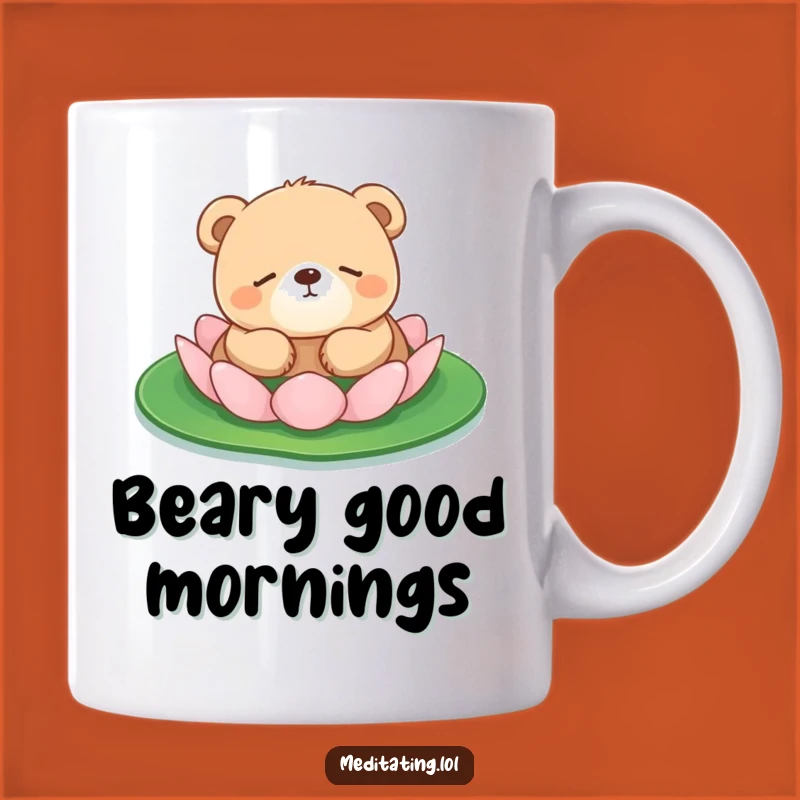 Funny Bear Cub Lily Pad Mug: Peaceful Animal Slumber Gift for Relaxation
