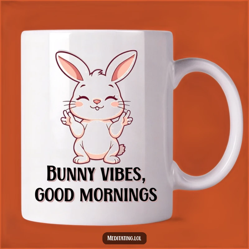 Funny Bunny Mudra Mug: Hilarious Peace for Your Daily Brew