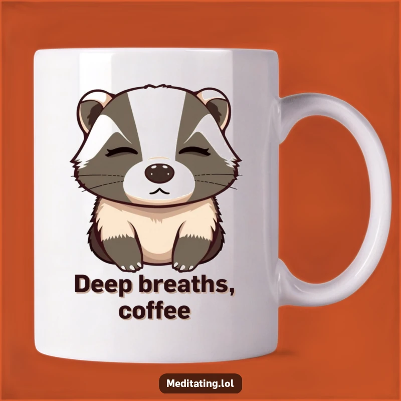 Funny Determined Badger Deep Breath Mug - Zen & Motivated Gift Idea