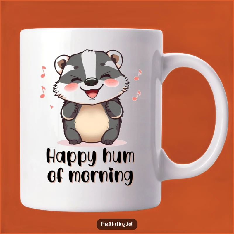 Funny Badger Tune Mug: Grinning Content Creature Gift