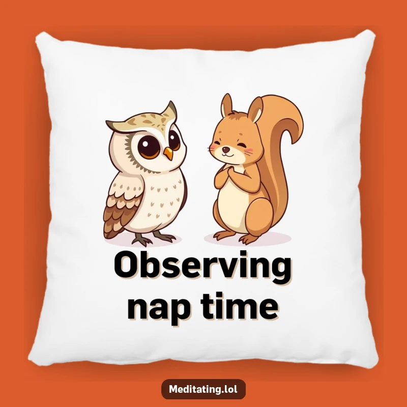 Funny Owl Squirrel Pillow: Cozy Curious Creature Home Decor Gift