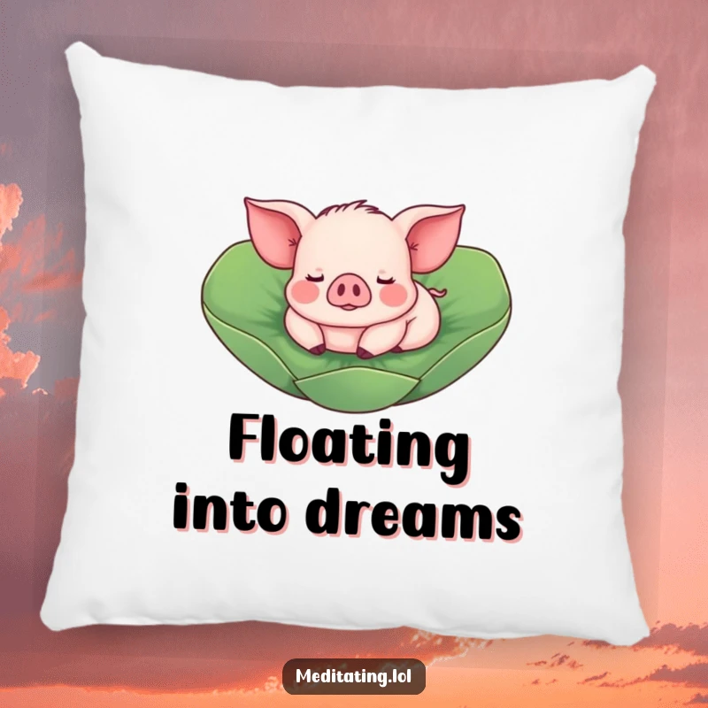Funny Piglet Pillow: A soft pillow displaying a playful piglet floating on a lotus leaf, adding humor and comfort.