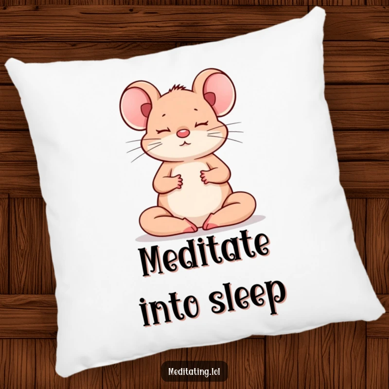 Funny Mouse Pillow: A soft pillow with a funny meditating mouse, bringing comfort and humorous serenity.