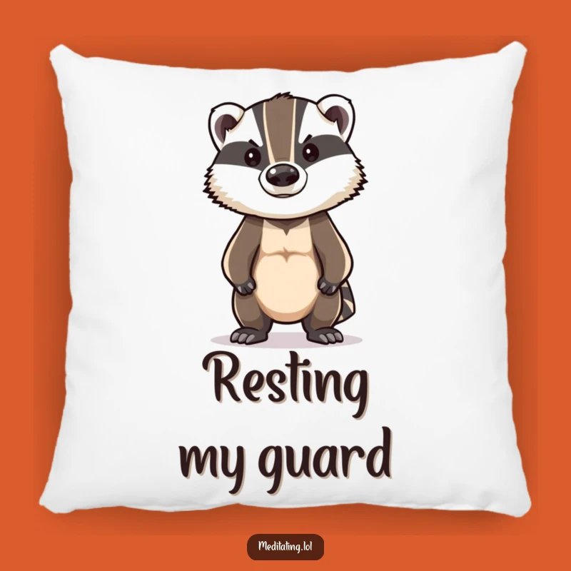 Funny Badger Pillow: Stoic Posture Cushion, Brave Comfort Gift