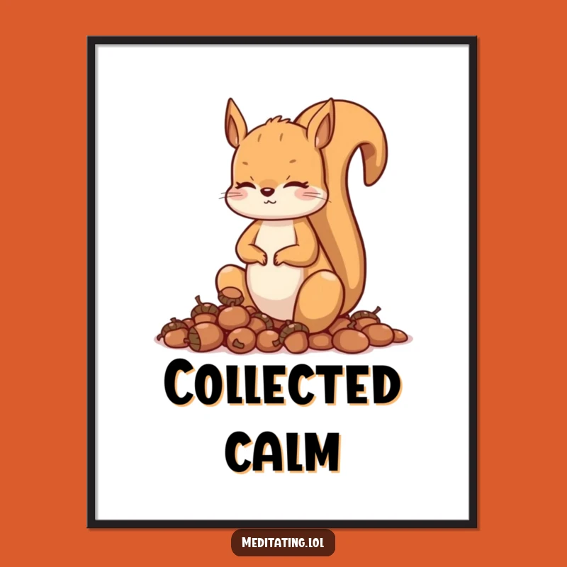 Funny Squirrel Meditation Digital Art Print: Curious Animal, Instant Zen Decor, Gift Idea