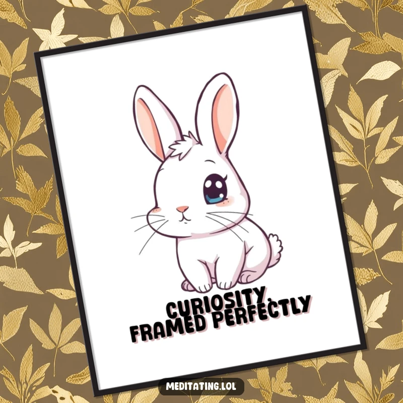 Funny rabbit digital art print of a curious rabbit with one eye open, perfect for instant download wall decor.