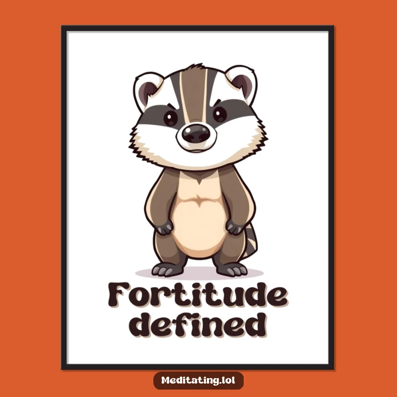 Funny Badger Art Print: Stoic Posture Wall Decor, Brave Gift