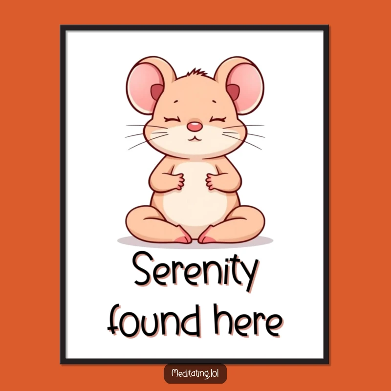 Funny Mouse Meditation Digital Art Print: Zen Wall Decor and Gift