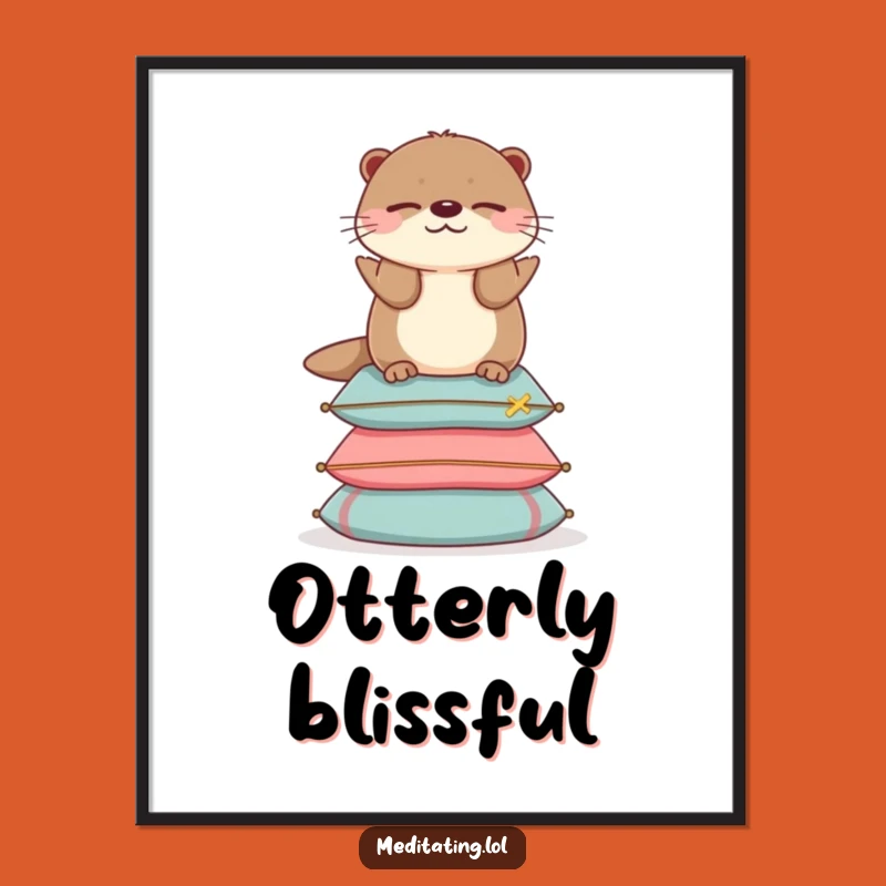 Funny Otter Cushion Digital Art: Hilarious Animal Print for Serene Decor