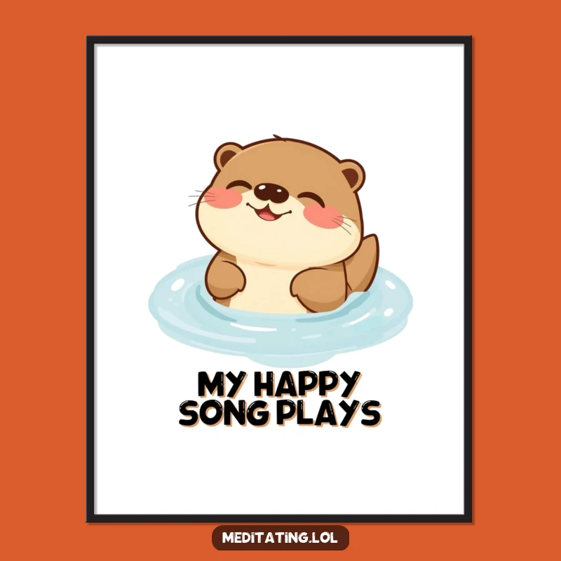 Funny Otter Humming Digital Art Print: Joyful Aquatic Wall Decor and Gift