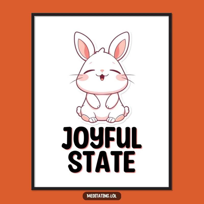 Funny Blissful Rabbit Digital Art: Cheerful Bunny Printable, Unique Funny Gift