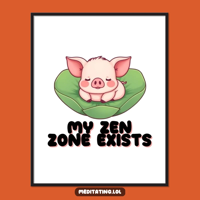 Funny Piglet Lotus Leaf Digital Art Print: Whimsical Swine Wall Decor and Gift