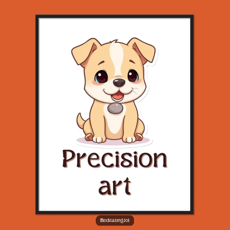 Funny Dog Pebble Balance Digital Art: Playful Pup Printable, Unique Funny Gift