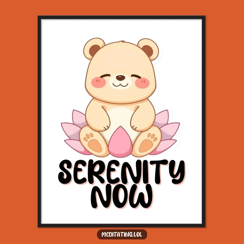 Funny Giggling Bear Yoga Digital Art, Peaceful Printable for Zen Spaces