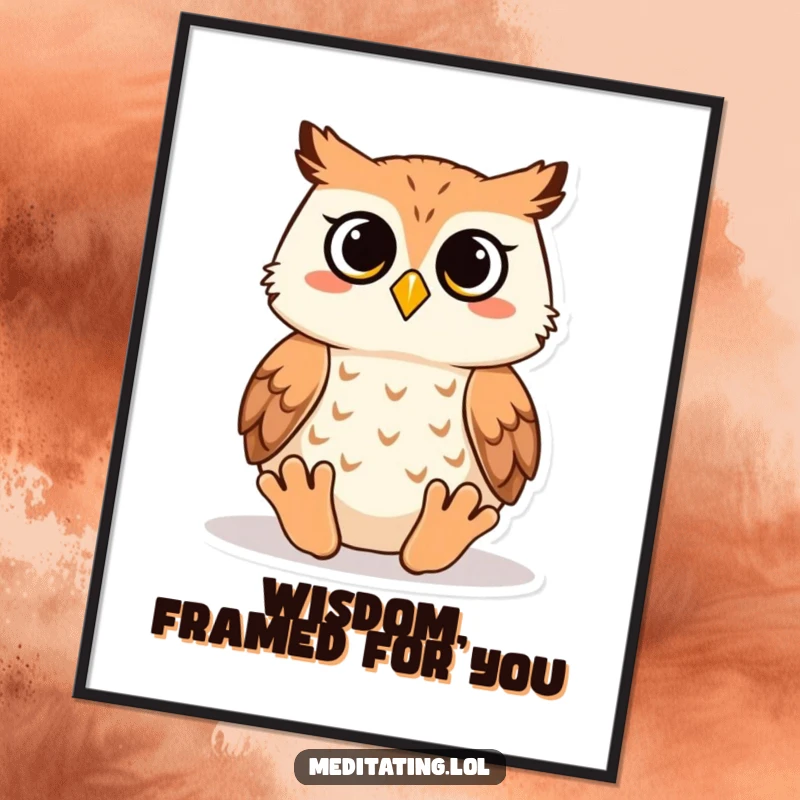 Funny owl digital art print of a wise owl in meditation, perfect for instant download to add humorous, serene wall decor.