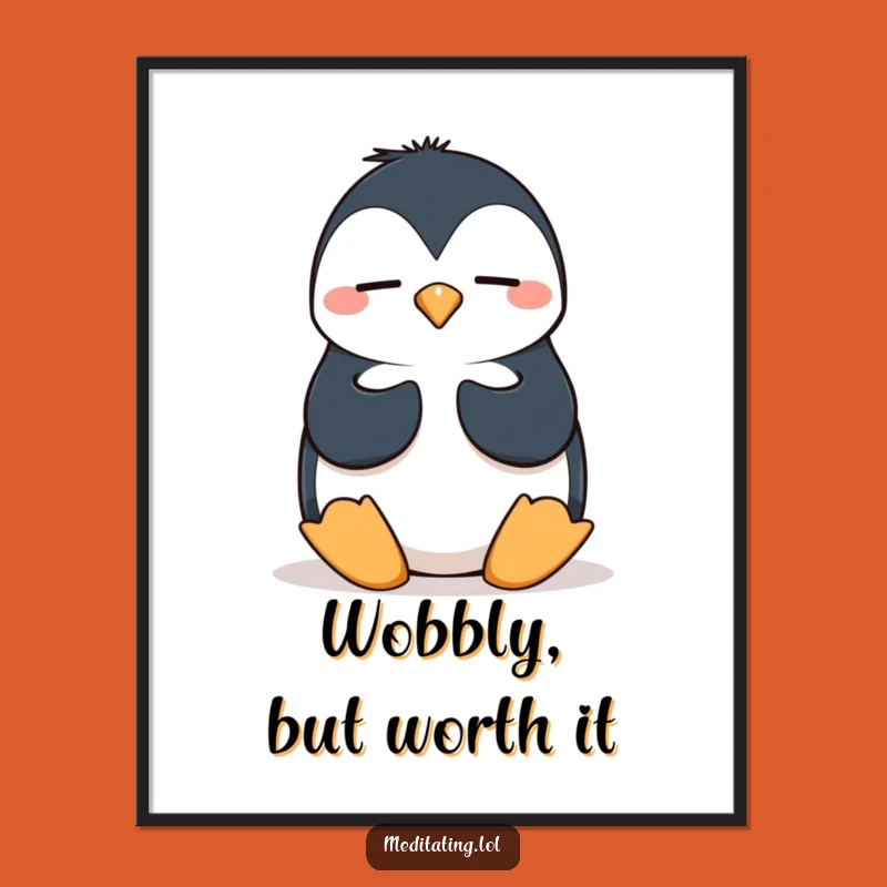 Funny Penguin Digital Art Print: Instant Wobbles and Wall Worthy Humor