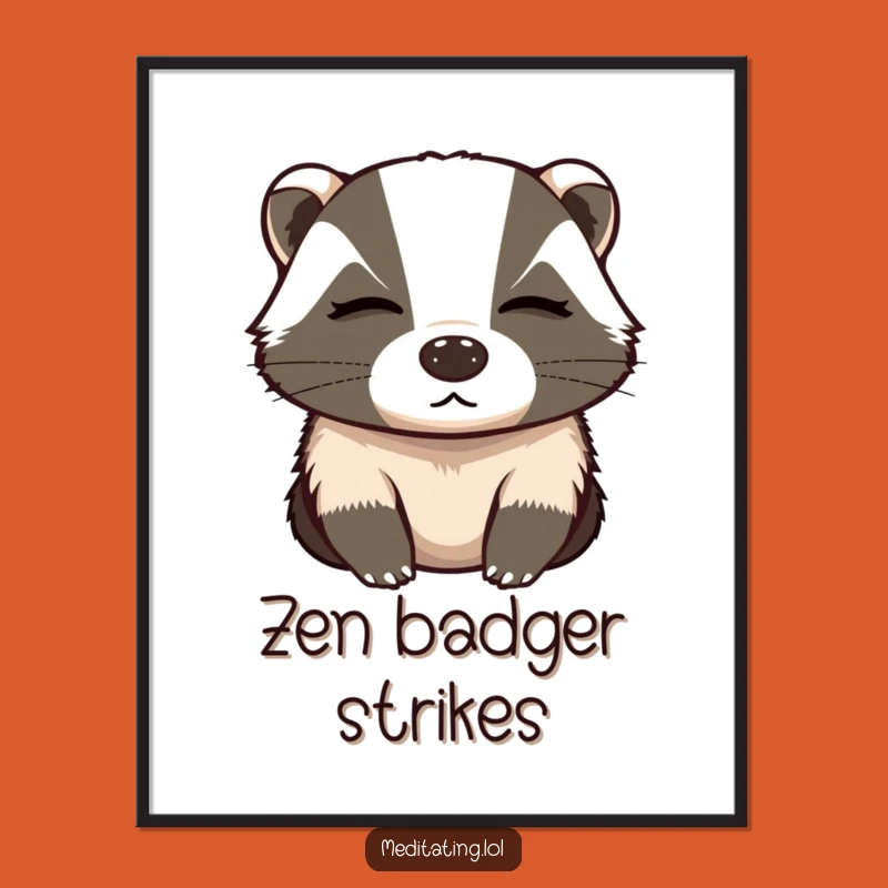 Funny Determined Badger Deep Breath Digital Art - Instant Motivational Decor