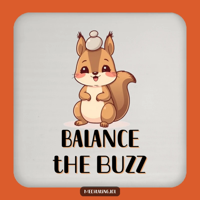 Funny Squirrel Drink Coaster, Pebble Balance Protector for Tables with Charm