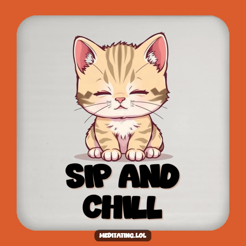Funny Calm Kitten Coaster: Protect Drinks with Serenity!