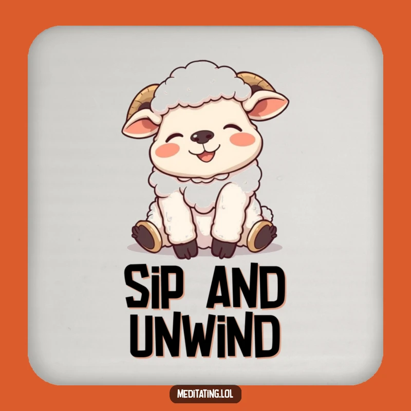 Funny Giggling Sheep Drink Coaster, Relaxed Pose Protector for Tables with Humor