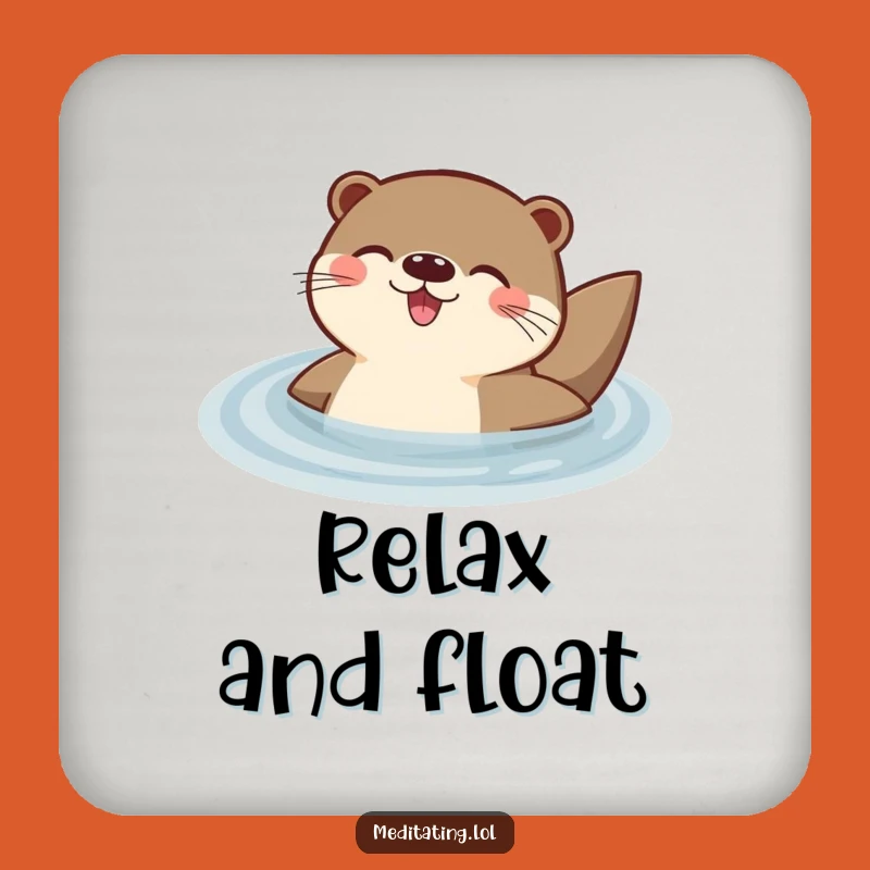 Funny Otter Drink Coaster: Delighted Otter Floating Peacefully, Protect Surfaces Hilariously