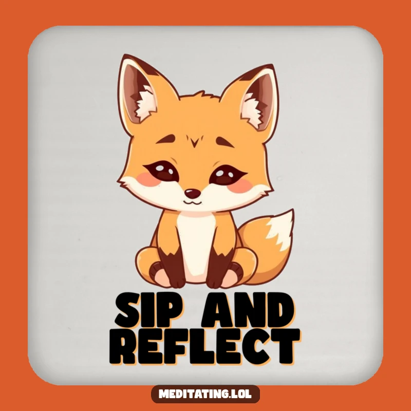 Funny Curious Fox Meditation Coaster - Protect with Peace