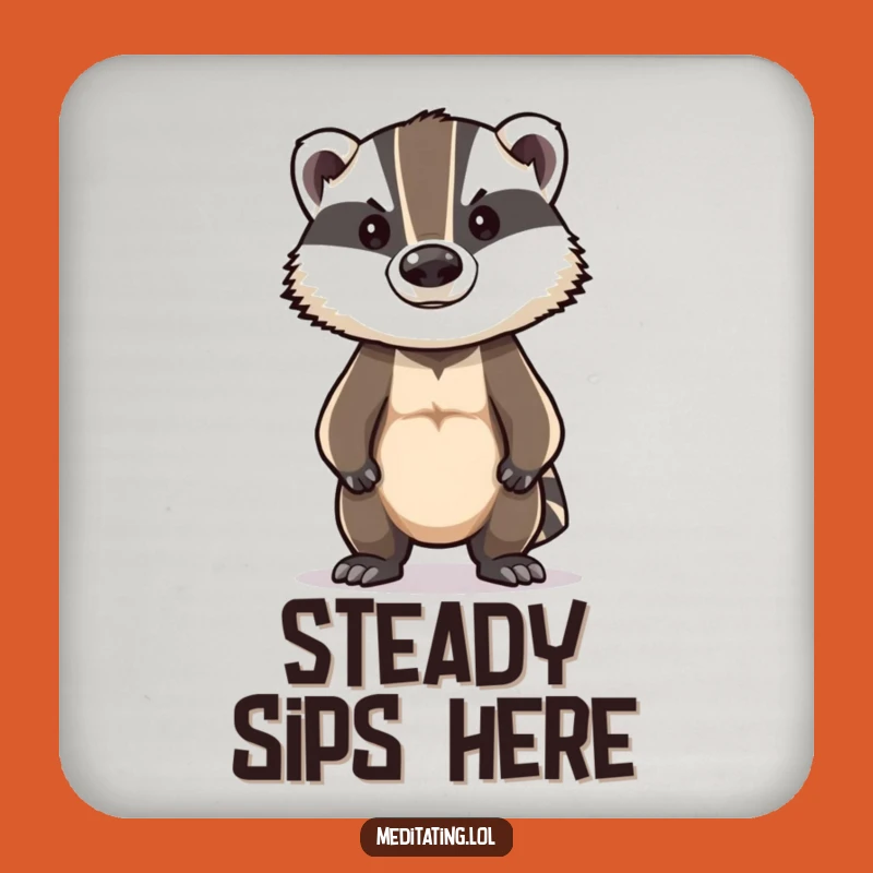 Funny Badger Coaster Set: Stoic Posture Protection, Brave Home Gift