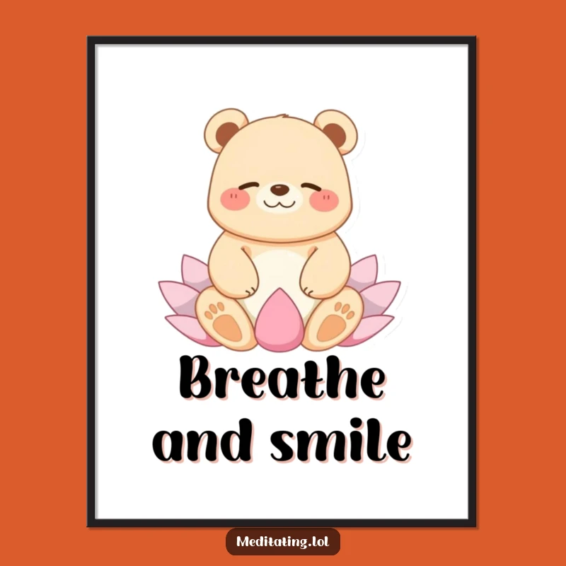 Funny Giggling Bear Yoga Poster, Hilarious Wall Art for Calm Spaces