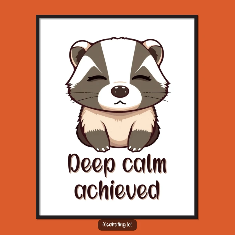 Funny Determined Badger Deep Breath Poster - Motivational & Humorous Art Gift
