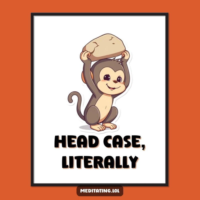 Funny Monkey Balancing Rock Poster: Hilarious Primate Art for Your Walls