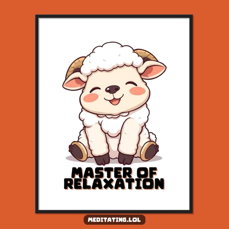 Funny Giggling Sheep Poster, Charming Relaxed Pose Wall Art for Humorous Spaces