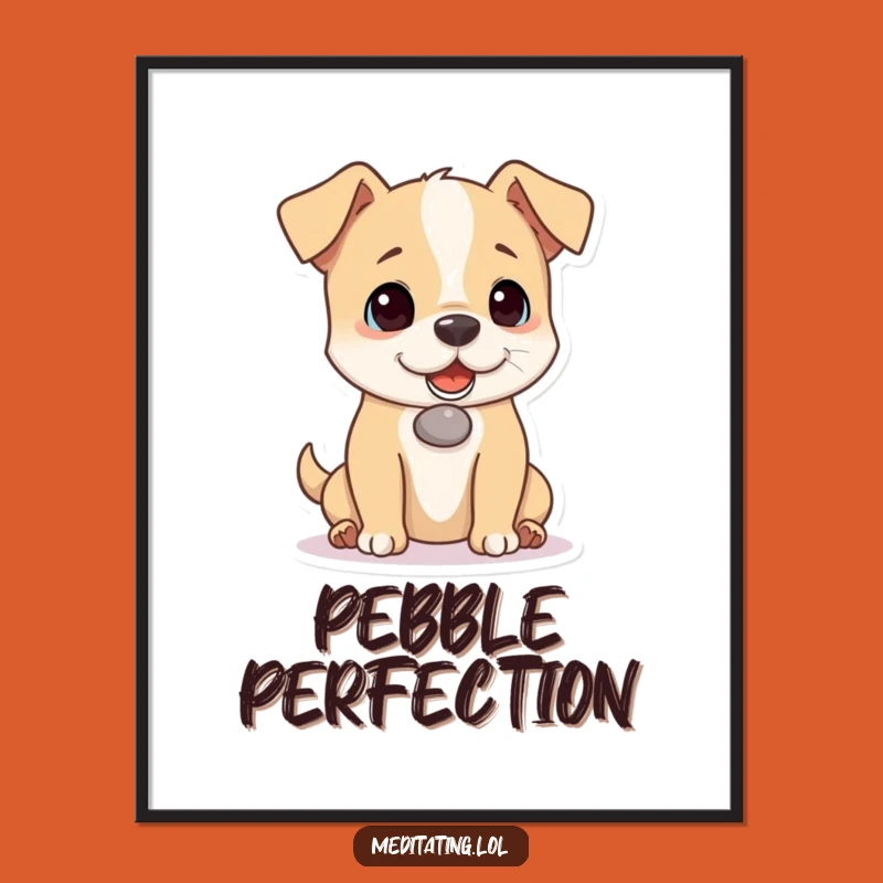 Funny Dog Pebble Balance Poster: Playful Pup Art Print, Epic Funny Gift