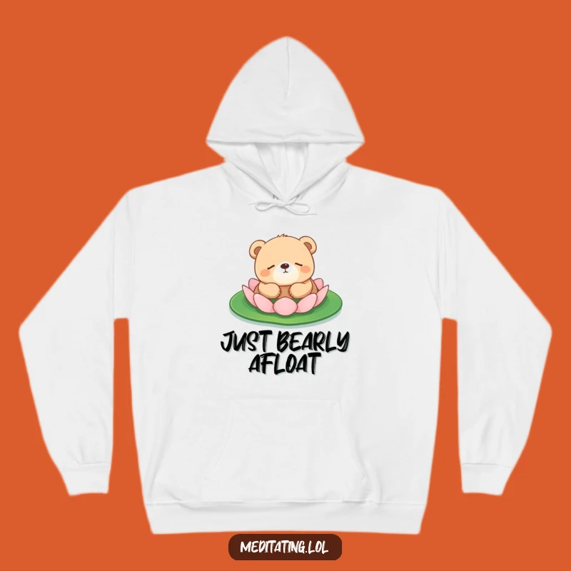Funny Bear Cub Lily Pad Hoodie: Cozy & Peaceful Animal Sweatshirt