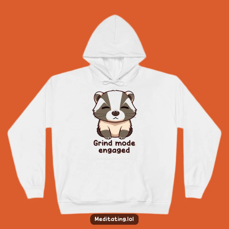 Funny Determined Badger Deep Breath Hoodie - Cozy Focus & Humorous Gift
