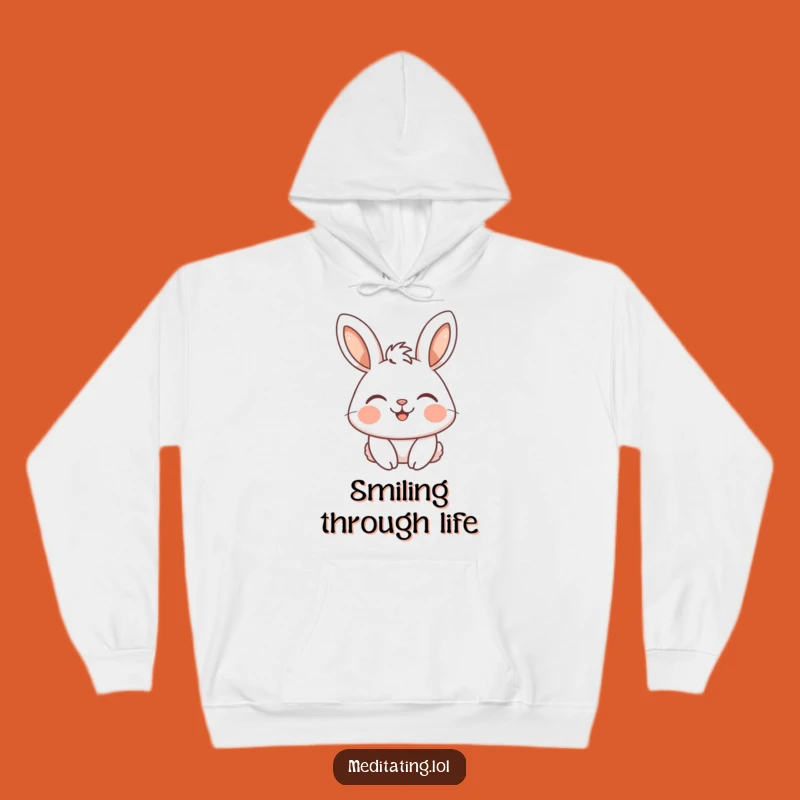 Funny Rabbit Cozy Hoodie: Serene Smile, Perfect Comfort Gift