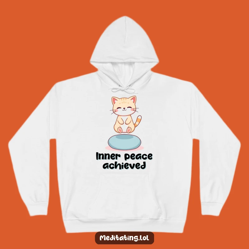 Funny Levitating Cat Hoodie: Cozy Calm, Hilarious Gift for Spiritual Souls