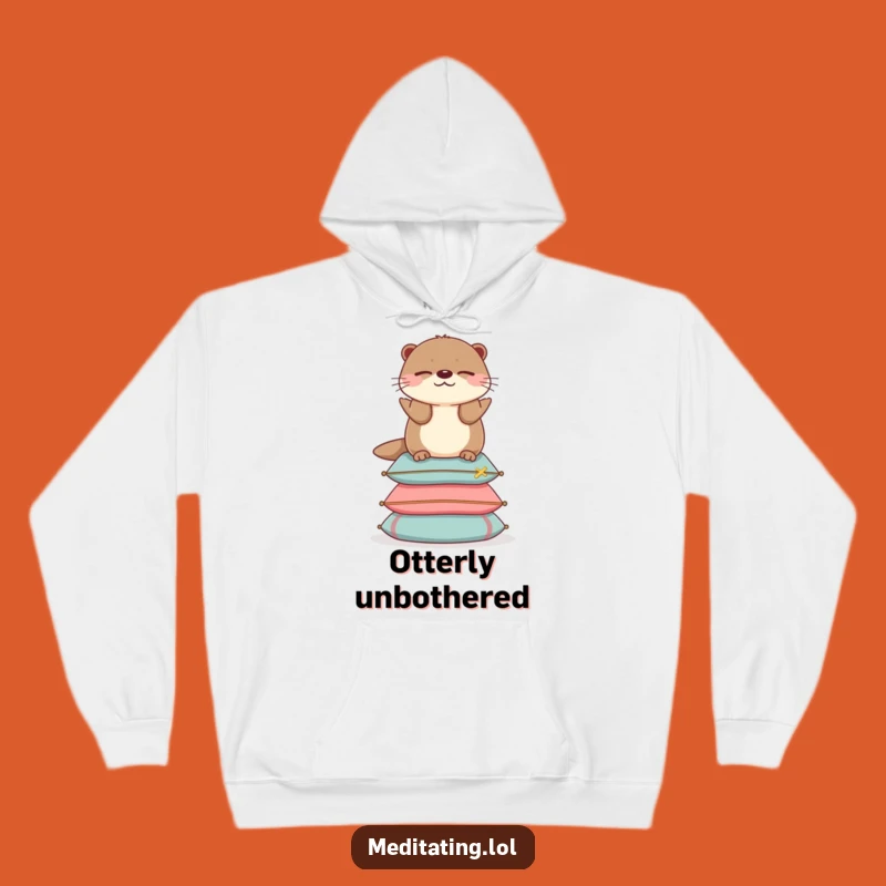 Funny Otter Cushion Hoodie: Cozy & Hilarious Animal Balance Sweatshirt