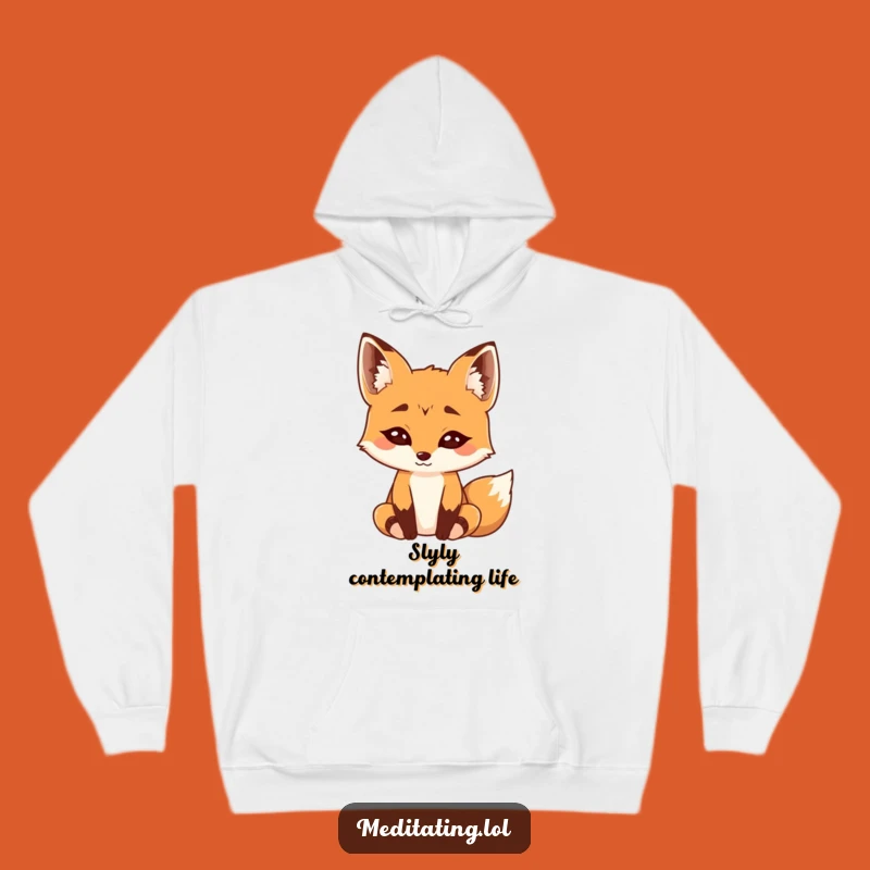 Cozy Funny Curious Fox Meditation Hoodie - Peaceful Comfort