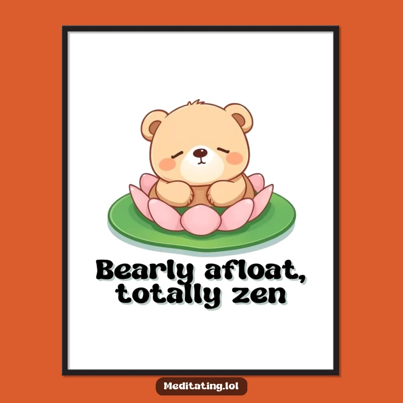Free Printable Funny Wall Art: Floating Bear Cub - Peaceful Downloadable Decor Gift