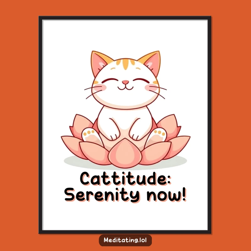 Funny Free Printable Cat Wall Art: Zen Cat Lotus Pose Downloadable Art