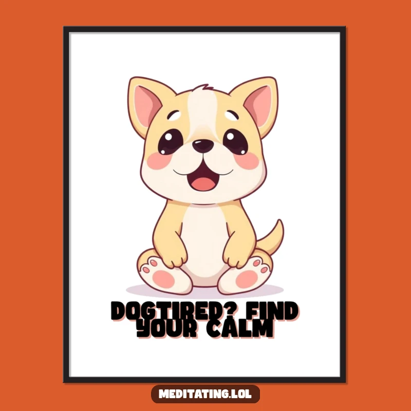 Funny Free Printable Wall Art: Wobbly Dog Meditation, Hilarious Downloadable Decor