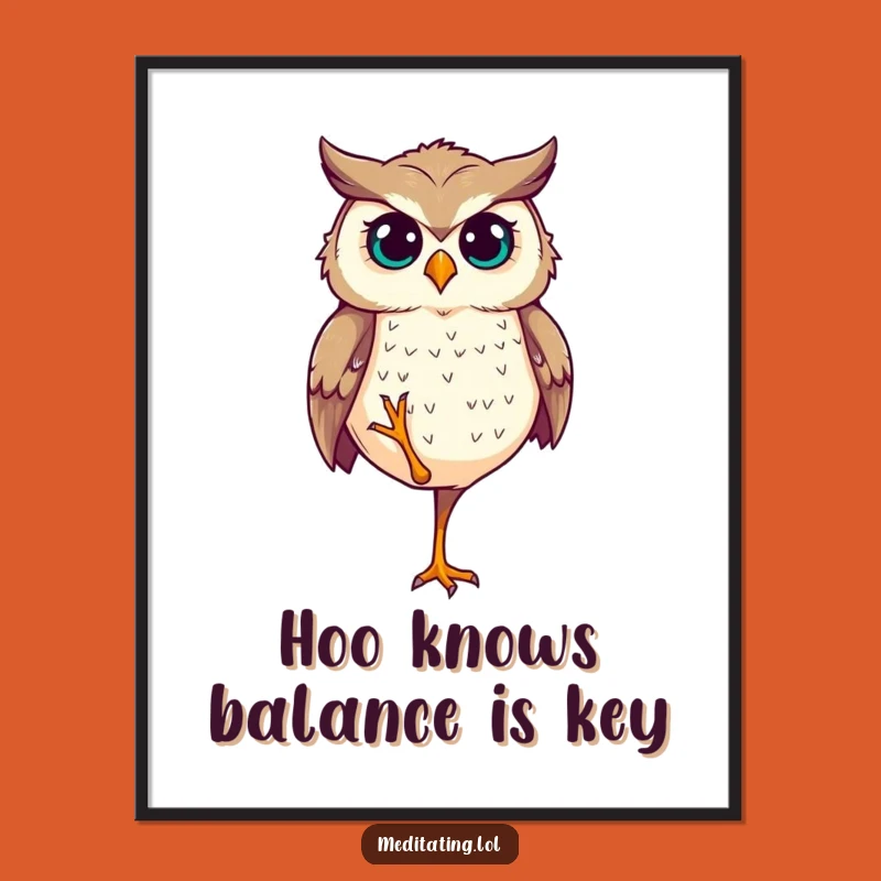 Free Printable Determined Owl Balance Wall Art - Sophisticated Downloadable Decor!